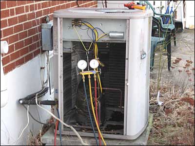 Removing freon from old air conditioner