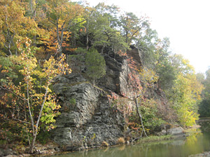 cliffs and trees along canal